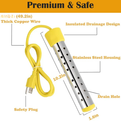 Bucket Water Heater with Stainless Steel Coil and Insulated Handle