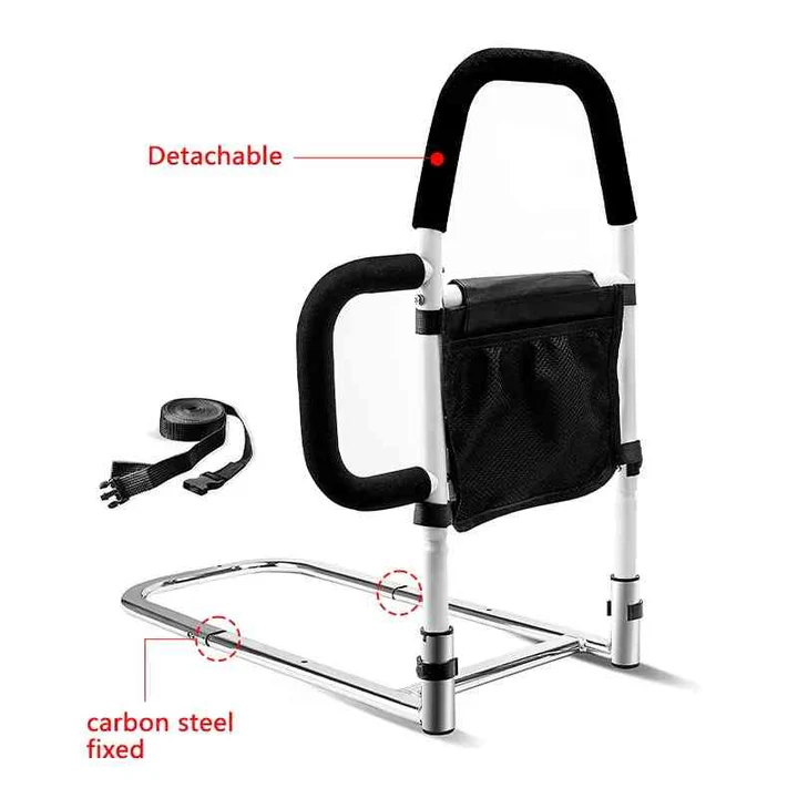 Bedside Handle Frame with Padded Grip and Adjustable Anchor Straps for Standard Mattresses