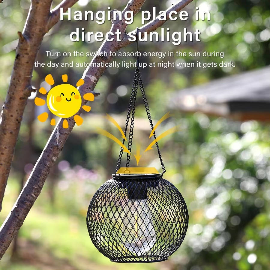 Solar Hanging Lantern with Automatic Light Sensor and 14-Hour Runtime