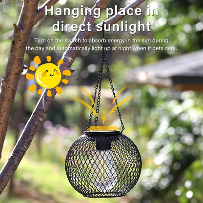 Solar Hanging Lantern with Automatic Light Sensor and 14-Hour Runtime