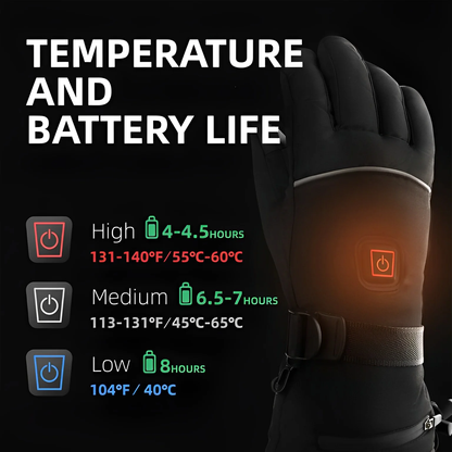 Rechargeable Heated Gloves with Carbon Fiber Elements and Touchscreen Tips, 8-Hour Battery