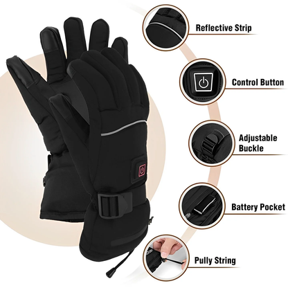 Rechargeable Heated Gloves with Carbon Fiber Elements and Touchscreen Tips, 8-Hour Battery