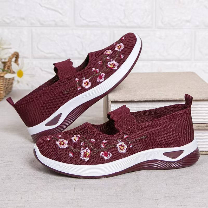 Women's Breathable Mesh Mary Jane Sneakers with Elastic Instep Strap and Textured Tread Sole
