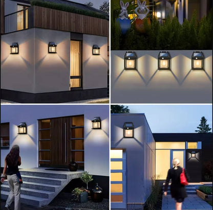 Solar Wall Lamp with Motion Sensor and Adjustable Mount, Set of 2