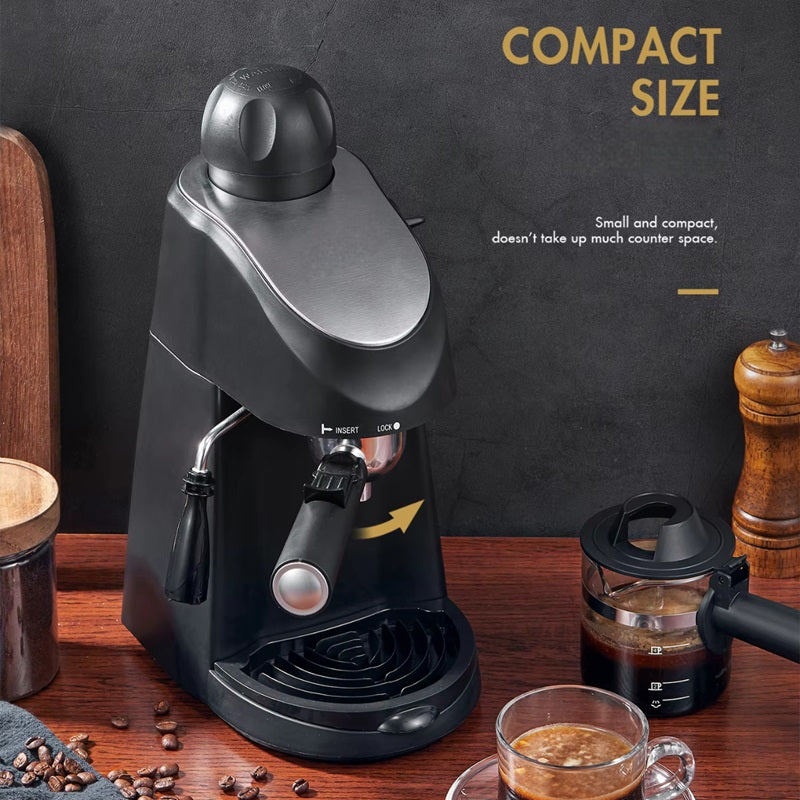 Steam Powered Espresso Machine with Milk Frother and Four Cup Capacity