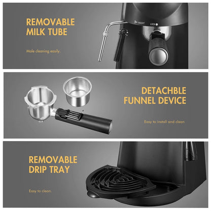 Steam Powered Espresso Machine with Milk Frother and Four Cup Capacity