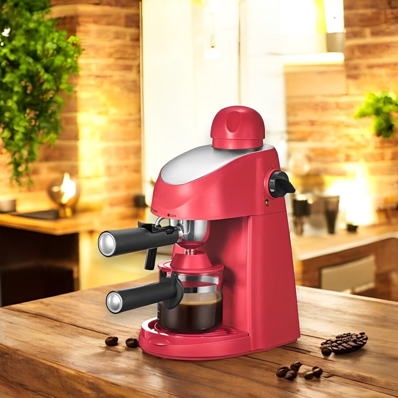 Steam Powered Espresso Machine with Milk Frother and Four Cup Capacity