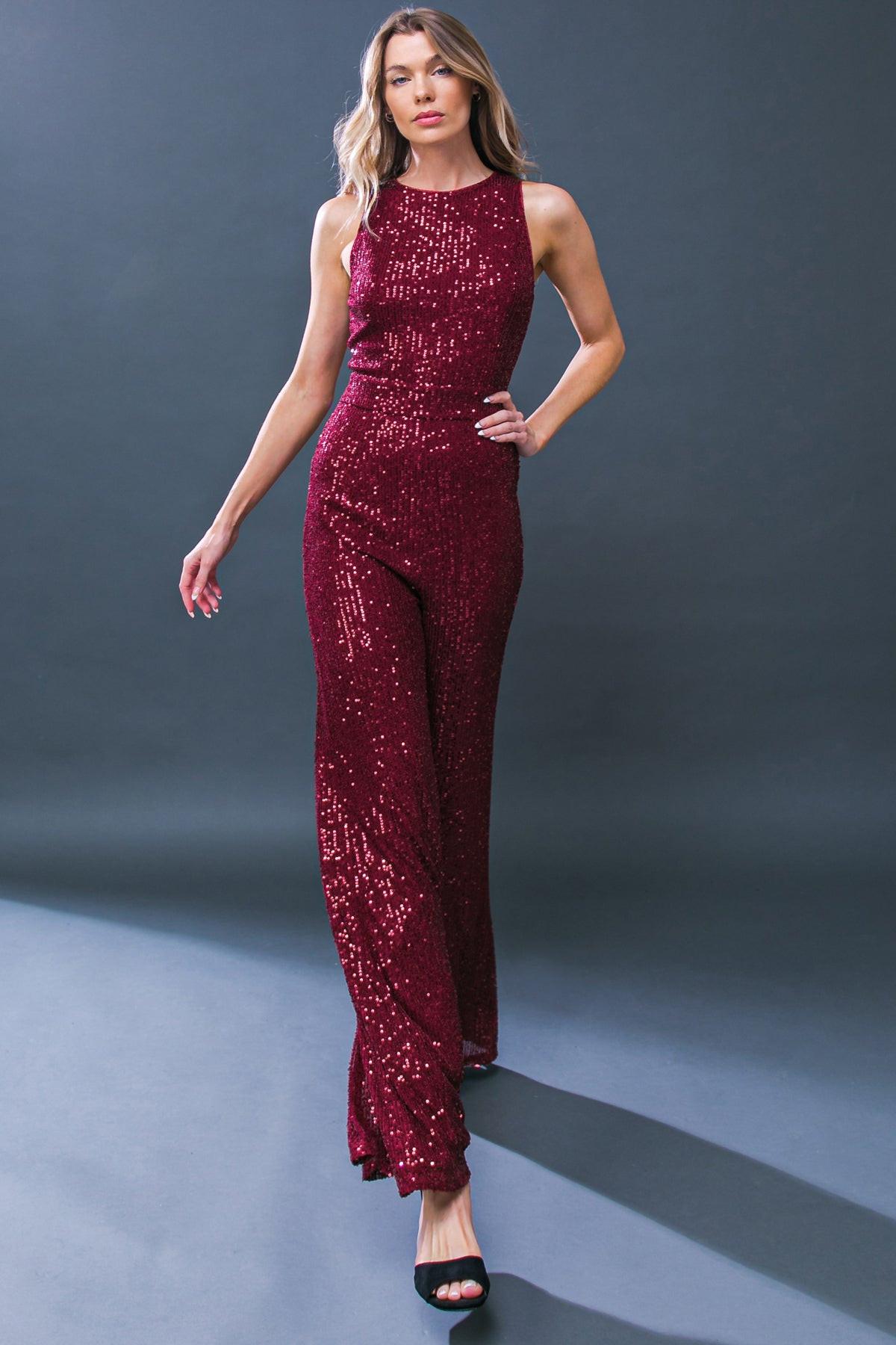 Luna Sequin Wide Jumpsuit