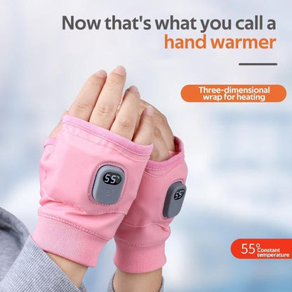 Heated Fingerless Gloves with 1800 mAh Battery, Three Heat Levels and Charging Cable in Pink or Black