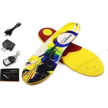 Rechargeable Heated Insoles with Wireless Remote and Contoured Arch Base for Winter Boots