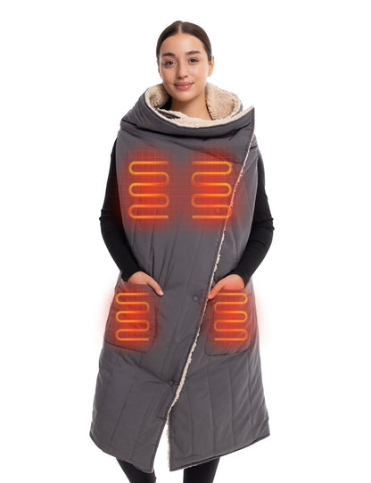 Heated Wearable Blanket with Five Heating Zones and Dual Controls