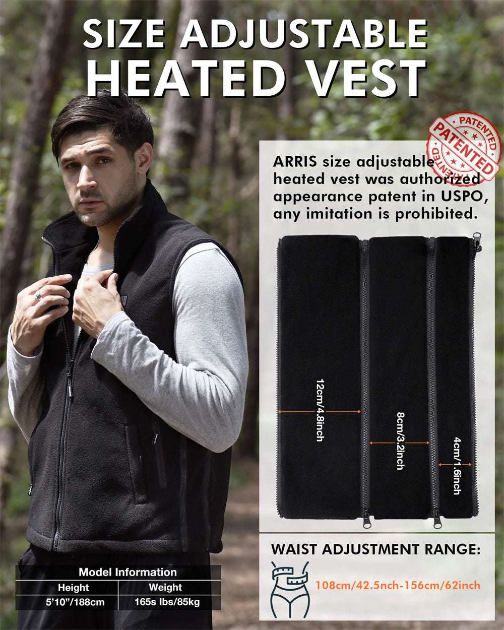 Battery Powered Heated Vest and Knit Cap Set with 8 Carbon Fiber Zones for Winter Work