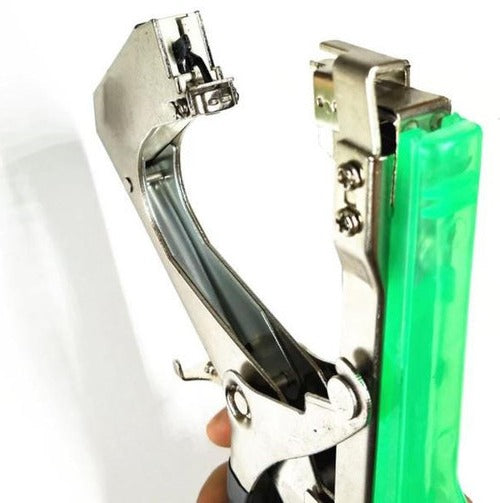 Garden Plant Tie Tool with Stainless Steel Frame and Integrated Cutting Blade