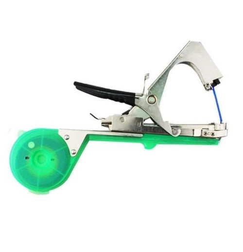Garden Plant Tie Tool with Stainless Steel Frame and Integrated Cutting Blade