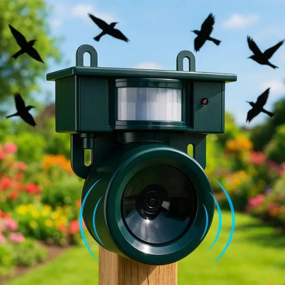 Motion Sensor Bird Deterrent with Adjustable Sound and Sensitivity for Gardens and Patios