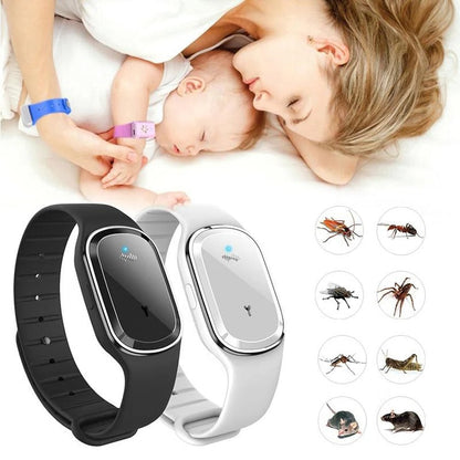 Ultrasonic Mosquito Repellent Wristband with Adjustable Silicone Strap