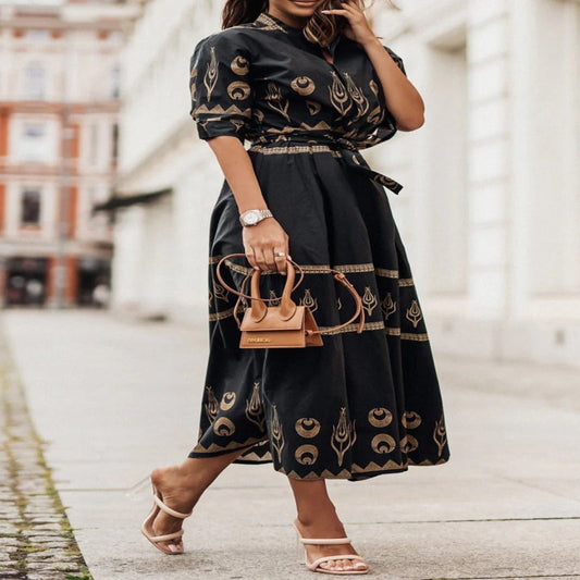 Short Sleeve A Line Dress for Spring and Summer Casual Wear