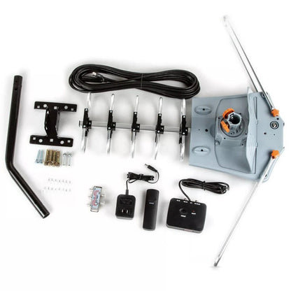 Outdoor Digital TV Antenna with 360 Degree Rotor Motor Wireless Remote and Steel Pole Mount