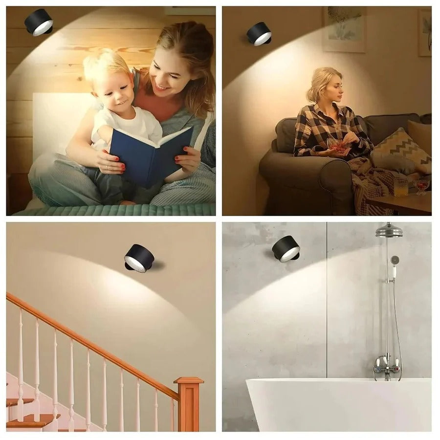 Rechargeable Wall Lamp with 360-Degree Rotation and Three Color Temperatures