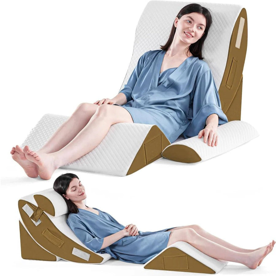 Memory Foam Bed Wedge Set with Adjustable Strips and Washable Cover, 4 Piece