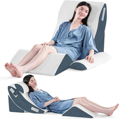 Memory Foam Bed Wedge Set with Adjustable Strips and Washable Cover, 4 Piece