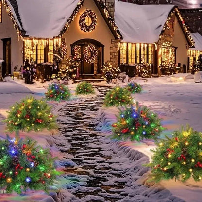 Pre-Lit Evergreen Urn Filler with 35 Warm White Lights and Timer Function