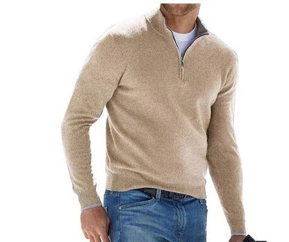 Mens Long Sleeve Quarter Zip Pullover Sweater with Regular Fit for Cool Weather
