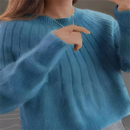 Womens Fine Knit Sweater with Stretchy Construction for Cold Weather