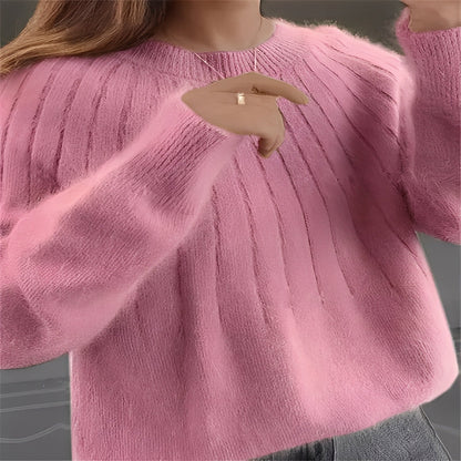 Womens Fine Knit Sweater with Stretchy Construction for Cold Weather