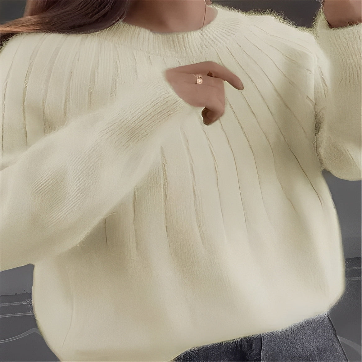 Womens Fine Knit Sweater with Stretchy Construction for Cold Weather