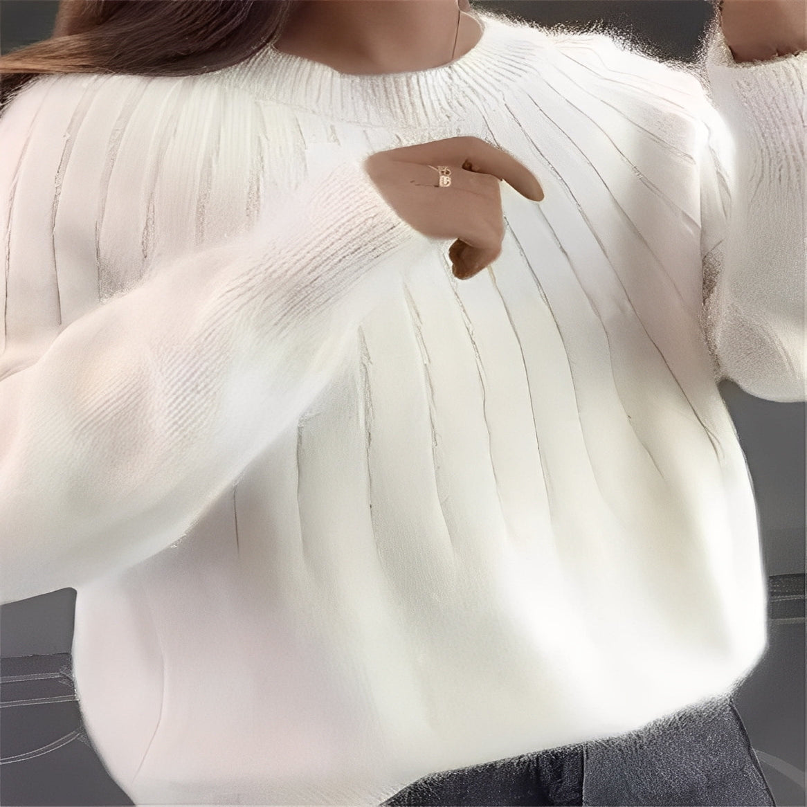 Womens Fine Knit Sweater with Stretchy Construction for Cold Weather