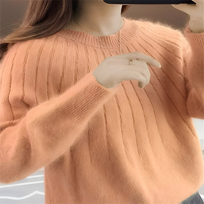 Womens Fine Knit Sweater with Stretchy Construction for Cold Weather