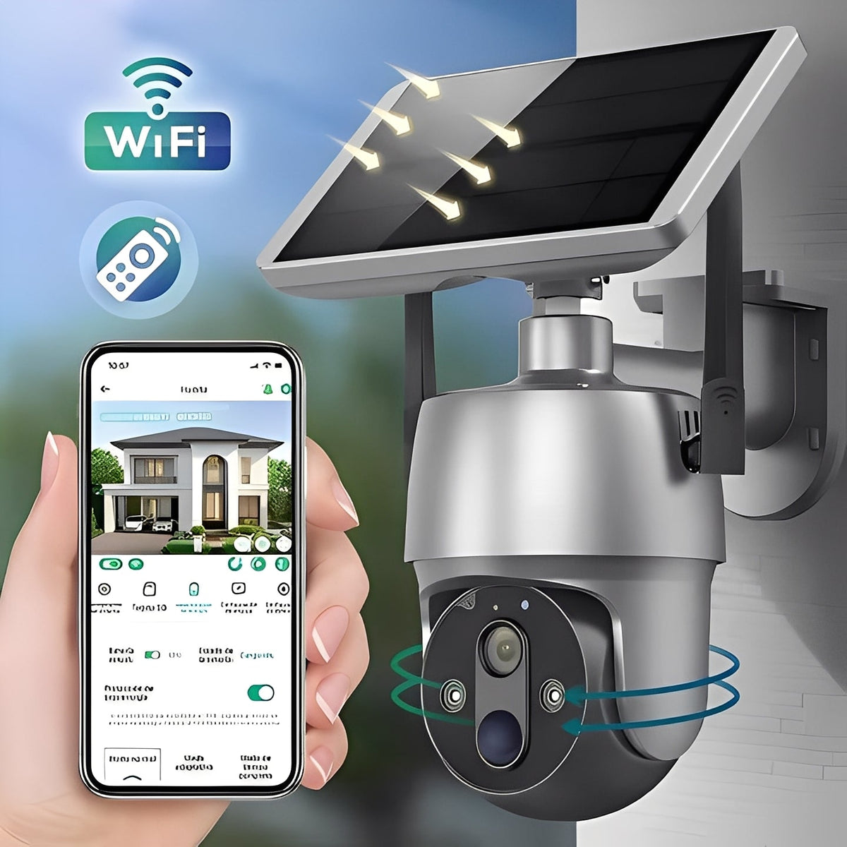 Solar Powered Wireless Outdoor Camera with 1080P Video Color Night Vision and Two Way Audio