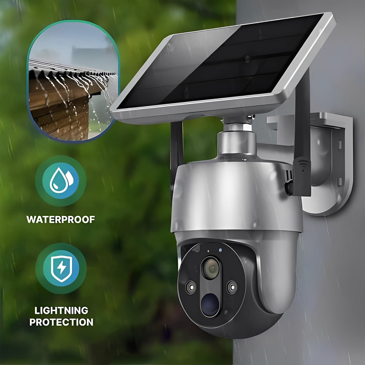 Solar Powered Wireless Outdoor Camera with 1080P Video Color Night Vision and Two Way Audio