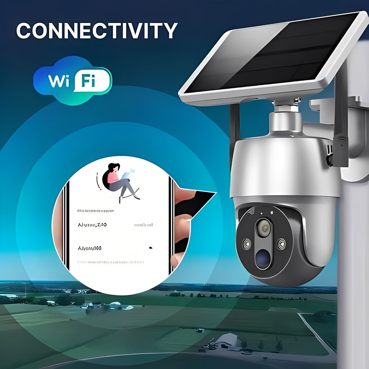 Solar Powered Wireless Outdoor Camera with 1080P Video Color Night Vision and Two Way Audio