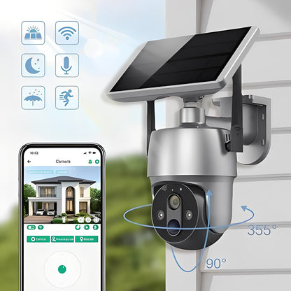 Solar Powered Wireless Outdoor Camera with 1080P Video Color Night Vision and Two Way Audio