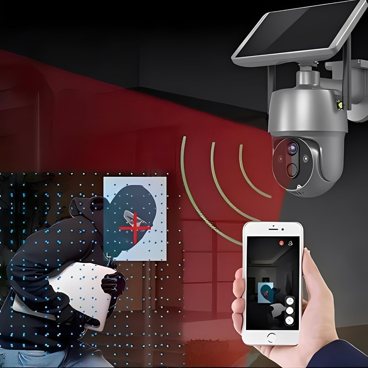 Solar Powered Wireless Outdoor Camera with 1080P Video Color Night Vision and Two Way Audio