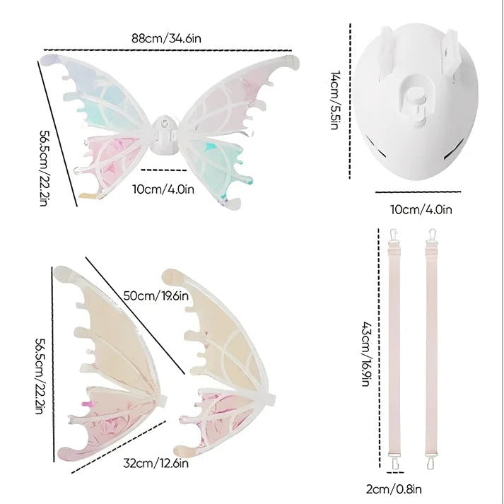 Kids Motorized Fairy Wings That Flap with Lights and Sound Effects, ABS Frame