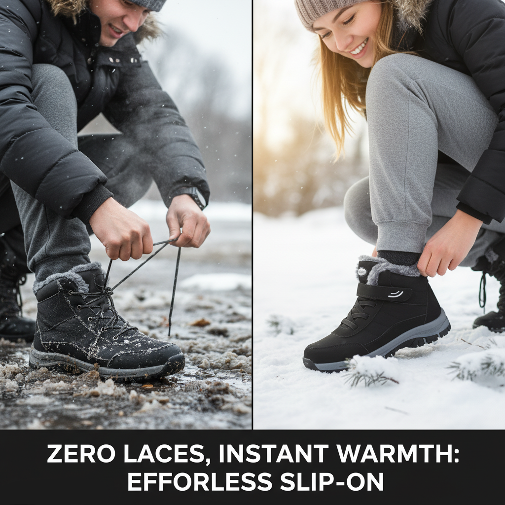 Women's Ankle High Snow Boots with Grip Tread and Plush Lining