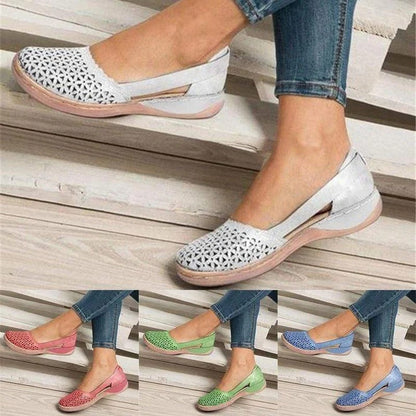 Womens Slip On Flats with Wide Toe Box and Arch Support, Breathable Mesh