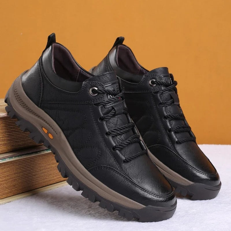 Ergonomic Shoes with Three Point Arch Support and Faux Leather Upper, Rubber Sole