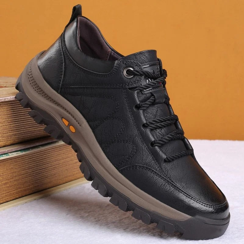 Ergonomic Shoes with Three Point Arch Support and Faux Leather Upper, Rubber Sole