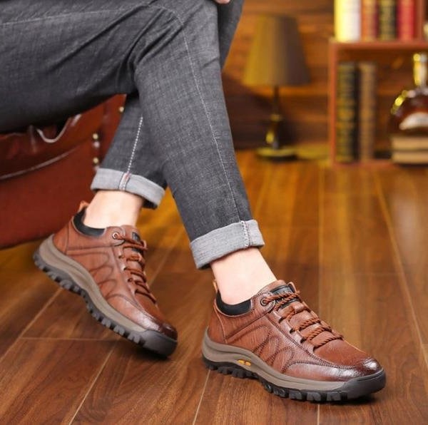 Ergonomic Shoes with Three Point Arch Support and Faux Leather Upper, Rubber Sole