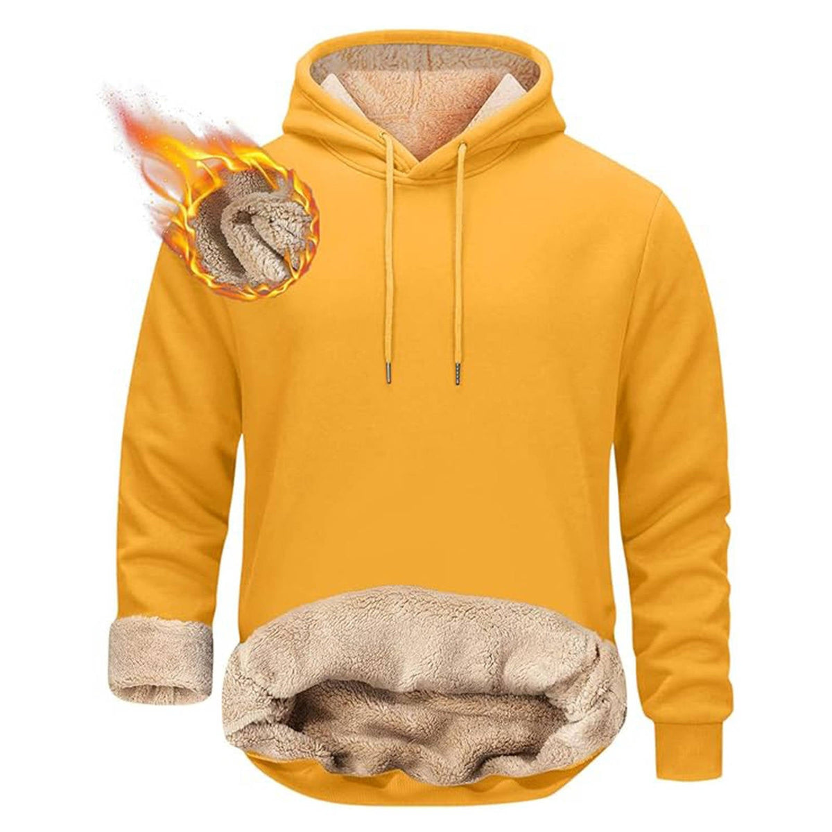 Men's Sherpa Fleece Hoodie with Hidden Zippered Pocket and Raglan Sleeves