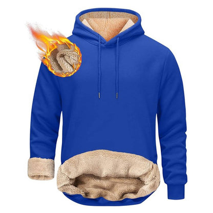 Men's Sherpa Fleece Hoodie with Hidden Zippered Pocket and Raglan Sleeves