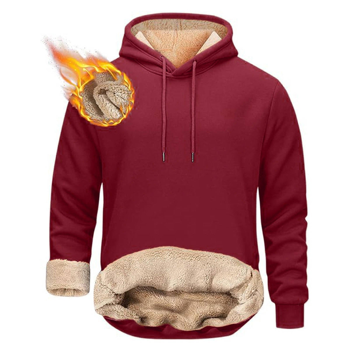 Men's Sherpa Fleece Hoodie with Hidden Zippered Pocket and Raglan Sleeves