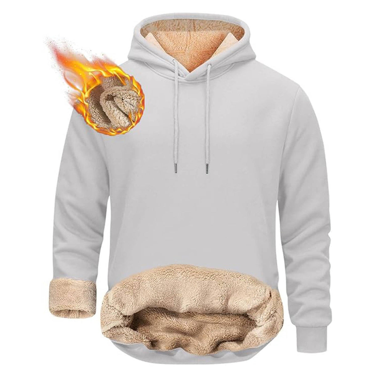 Men's Sherpa Fleece Hoodie with Hidden Zippered Pocket and Raglan Sleeves