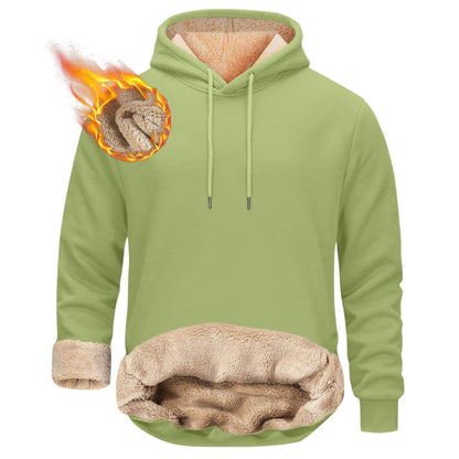 Men's Sherpa Fleece Hoodie with Hidden Zippered Pocket and Raglan Sleeves