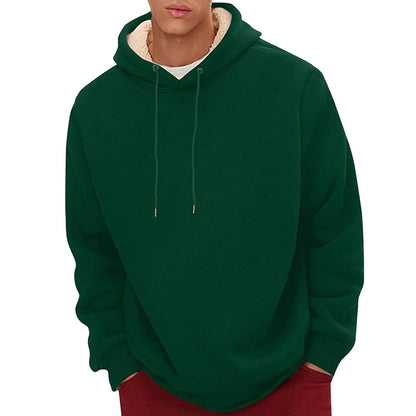 Men's Sherpa Fleece Hoodie with Hidden Zippered Pocket and Raglan Sleeves