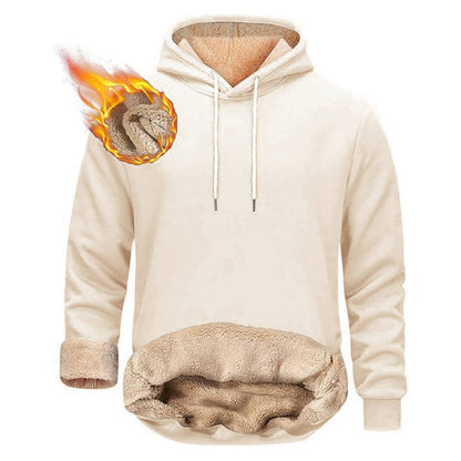 Men's Sherpa Fleece Hoodie with Hidden Zippered Pocket and Raglan Sleeves